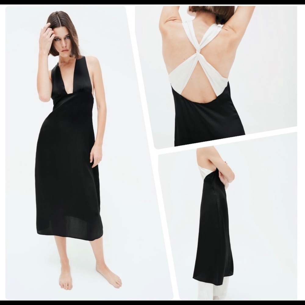 Zara cross back silk dress NWT